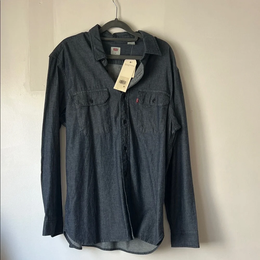 Levi's Men's Dark Blue Casual Button Down Shirt Organic Cotton Men’s Medium NWT
